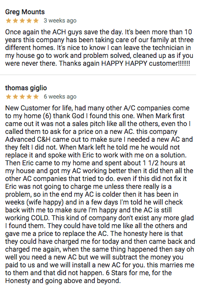 testimonials on google